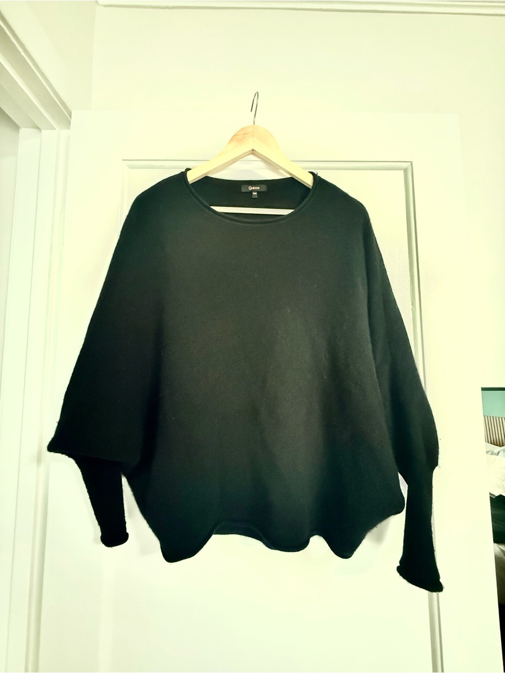 Quince Black Relaxed Crewneck Sweater